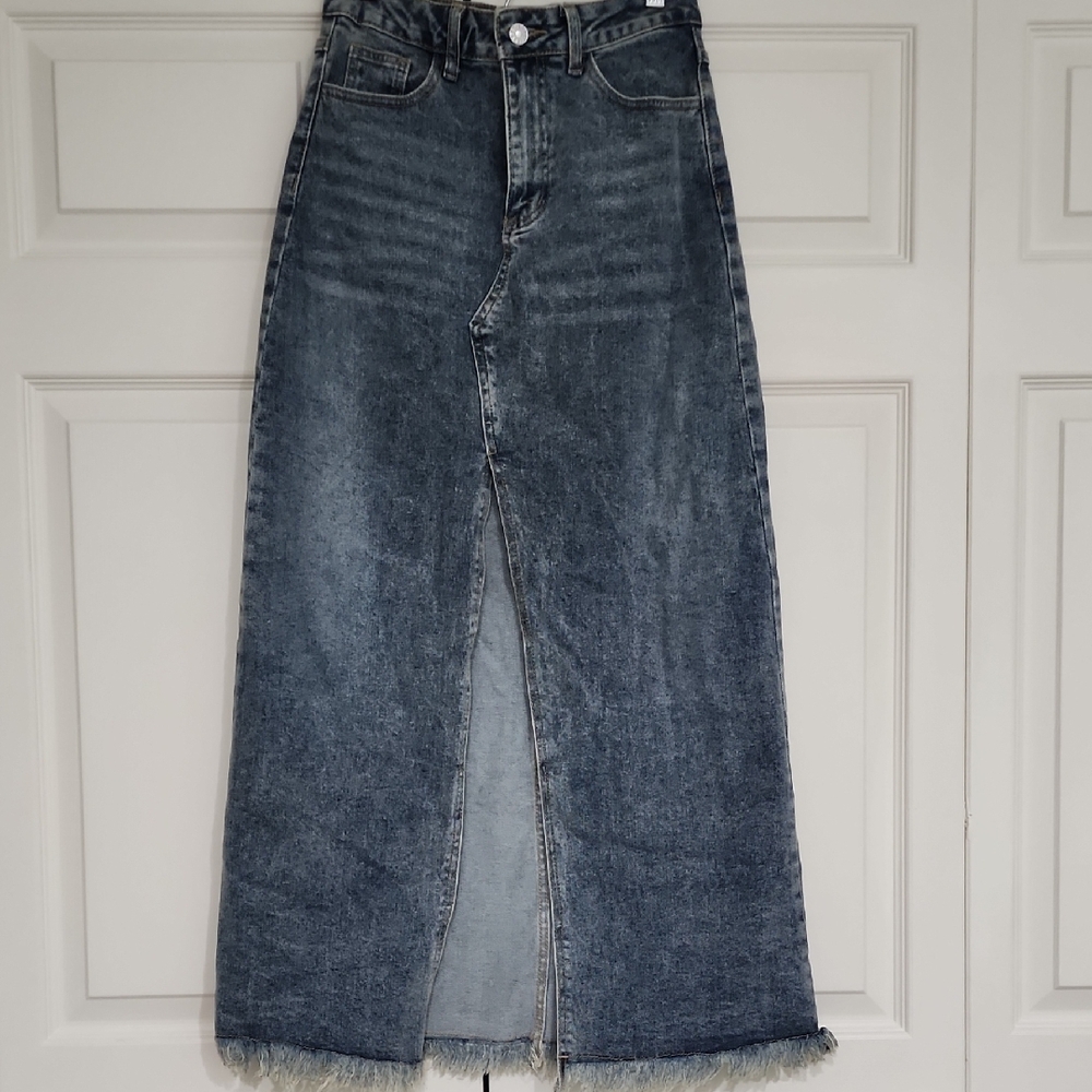 Flying Tomato Blue Denim Maxi Skirt